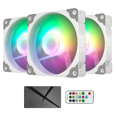 Vetroo 3 Pack White Cooling Fans 120mm ARGB & PWM Fans LED Lighting PC Computer Case Cooling Fan