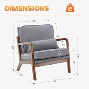 EDX Mid Century Modern Accent Chair, Comfy Fabric Living Room Chairs with Solid Wood Frame, Lounge Reading Armchair, Easy Assembly
