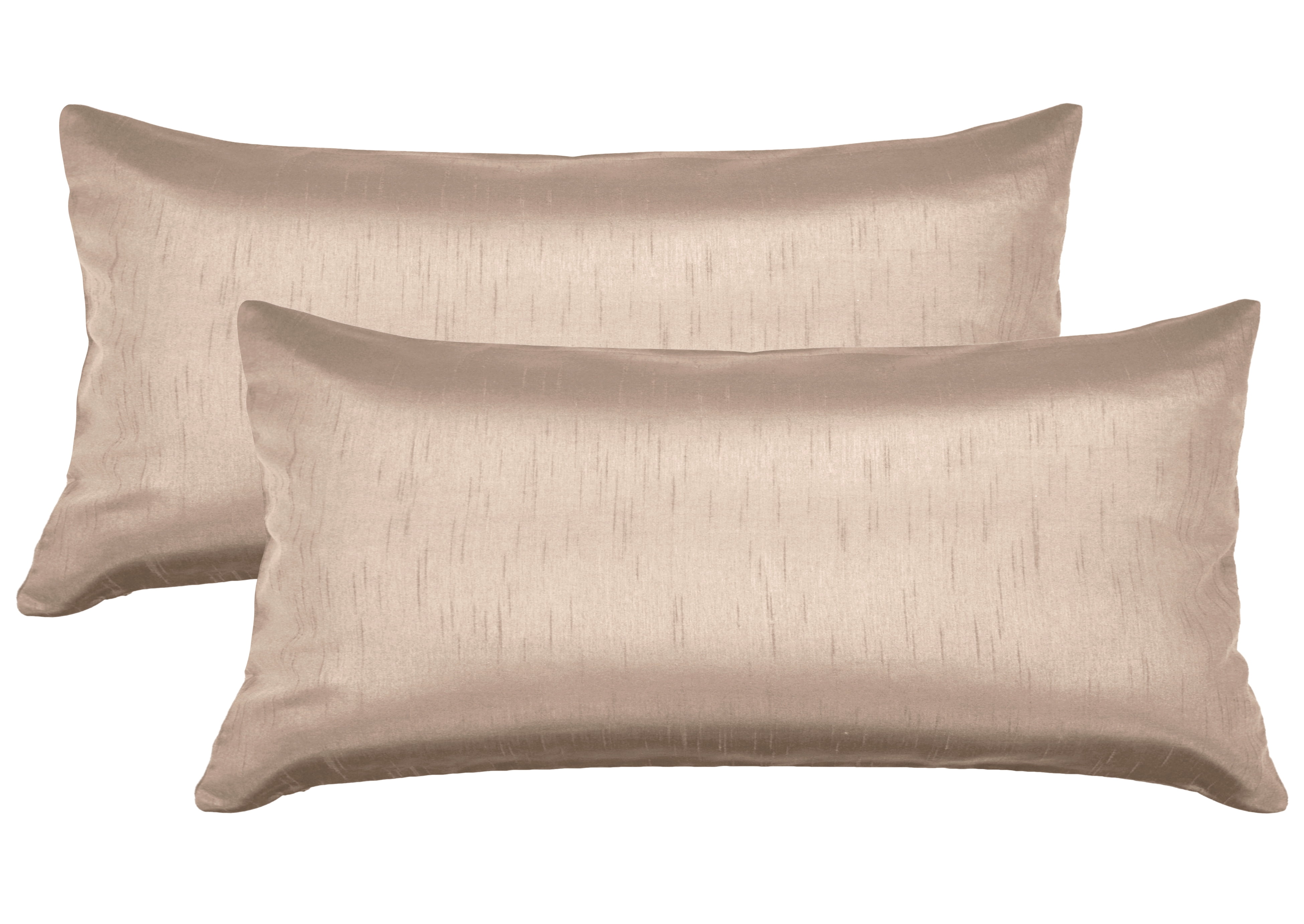 Aiking Home 12x24 Inches Faux Silk Rectangular Throw Pillow Cover, Zipper Closure, Sand (Set of