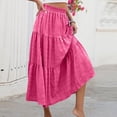thumbnail image 3 of Women’s High Waist Tiered Maxi Skirt with Elastic Waistband and Pockets Flowy A Line Lightweight Casual Skirt Hot Pink S, 3 of 7