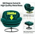 thumbnail image 3 of Velvet Swivel Accent Chair with Ottoman Set, Modern Lounge Chair with 360 Degree Swiveling Metal Base & Footrest, Comfy Single Sofa Chair for Living Room Bedroom, Reading Room, Home Office, Green, 3 of 7