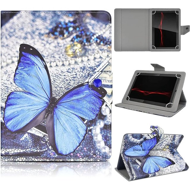 Universal 10.1inch Tablet Case,10inch Tablet Cover,Folio Leather Stand Shell Case for All 9.6-10.5 inch Android/iOS/Windows Capa blue butterfly 9.6-10.6inch