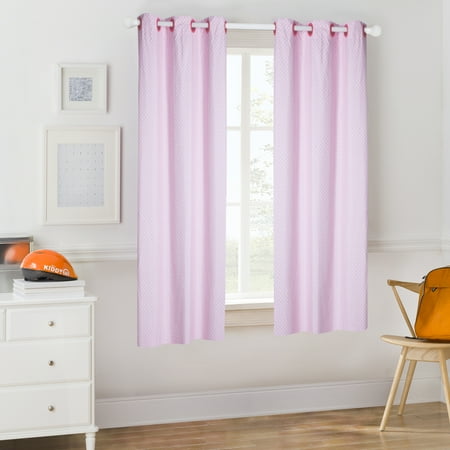 - Mainstays Kids Light Pink Polka Dot Room Darkening Coordinating Window Curtain