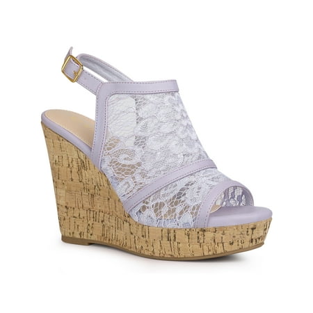 

Allegra K Women s Open Toe Platform Heel Laces Wedges Sandals