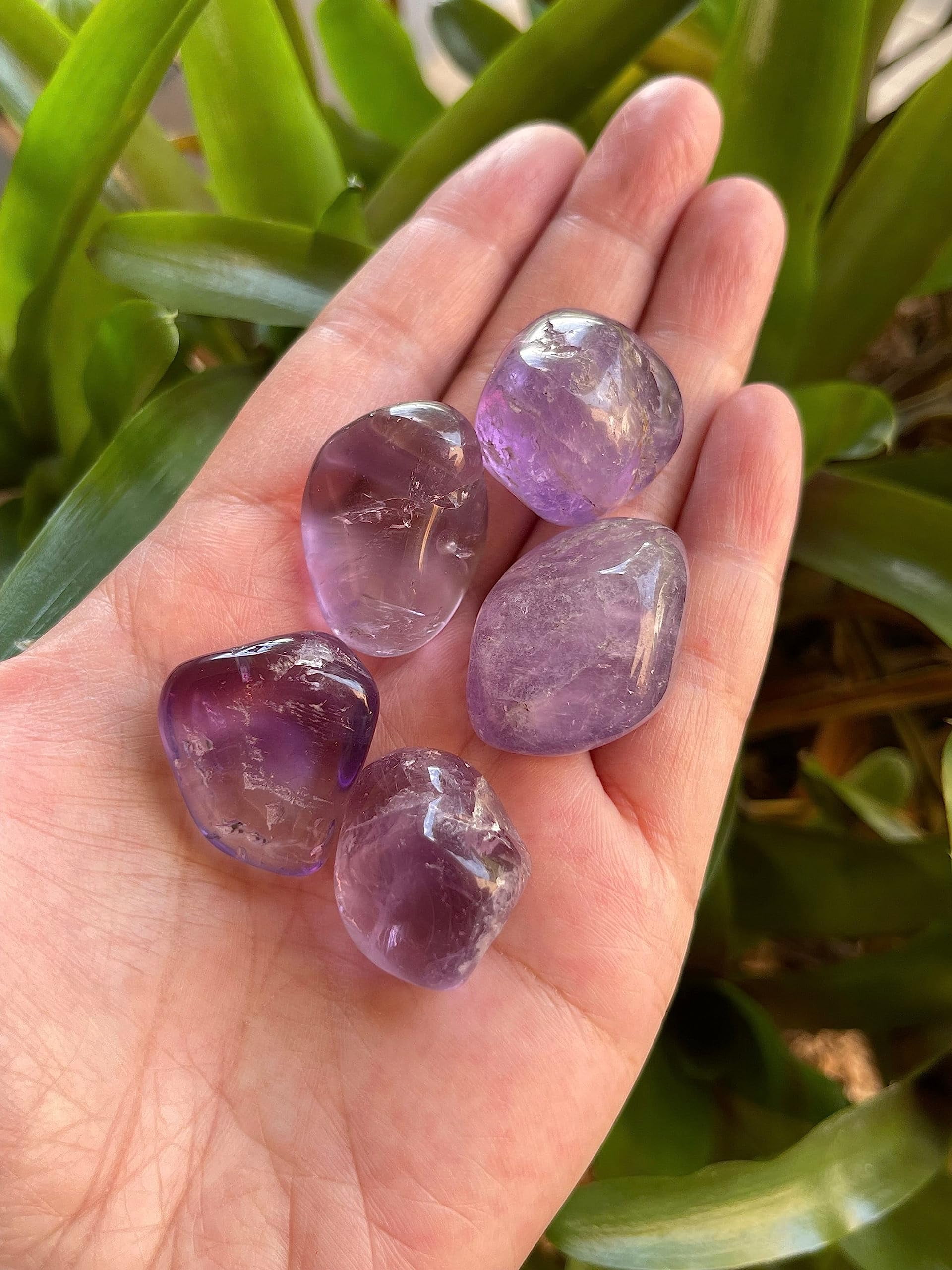 Amethyst Tumbled Stones, Polished Natural Amethyst Gemstone, Amethyst Healing Crystals (Amethyst, 0.5 Pound)
