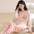 thumbnail image 1 of Pijamas de otoño e invierno para mujer, de algodón, de manga larga, con bonitos dibujos animados, para el hogar, se pueden usar al aire libre, traje de dos piezas, 1 of 5