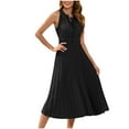 thumbnail image 2 of Zorckvet Dresses for Women A Line Sleeveless Sundresses Summer Pleated Flowy Trendy Ladies Dress Crewneck, 2 of 7