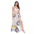 thumbnail image 2 of FORMRS Womens Long Sarong Beach Wrap Semi-Sheer Bikini Skirt Bathing Swimsuit Cover Up, Trucks Pattern, 2 of 7