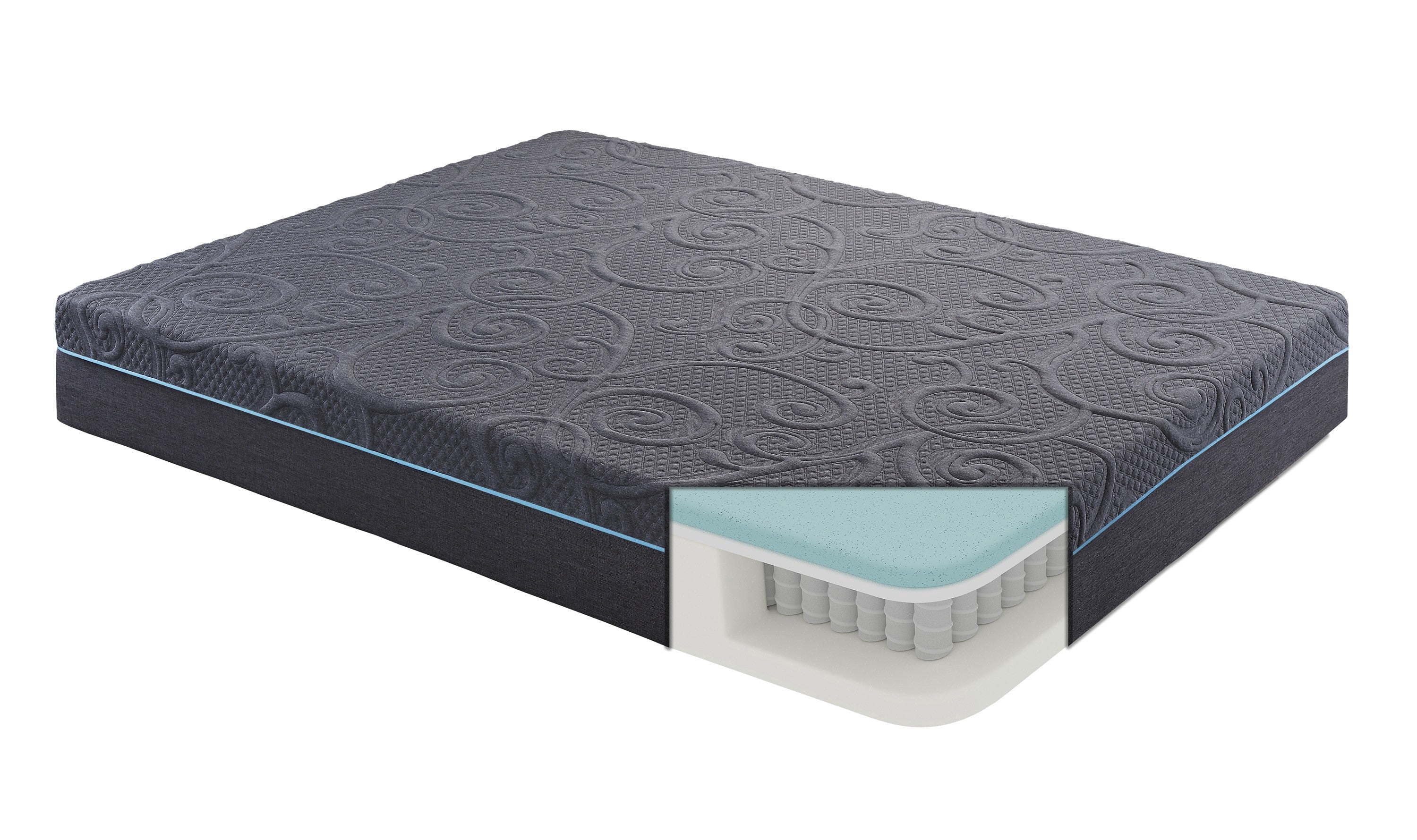 11 in. King Size Pocket Coil Hybrid Mattress, Durable Gel Memory Foam Mattress in a Box, Dark Gray