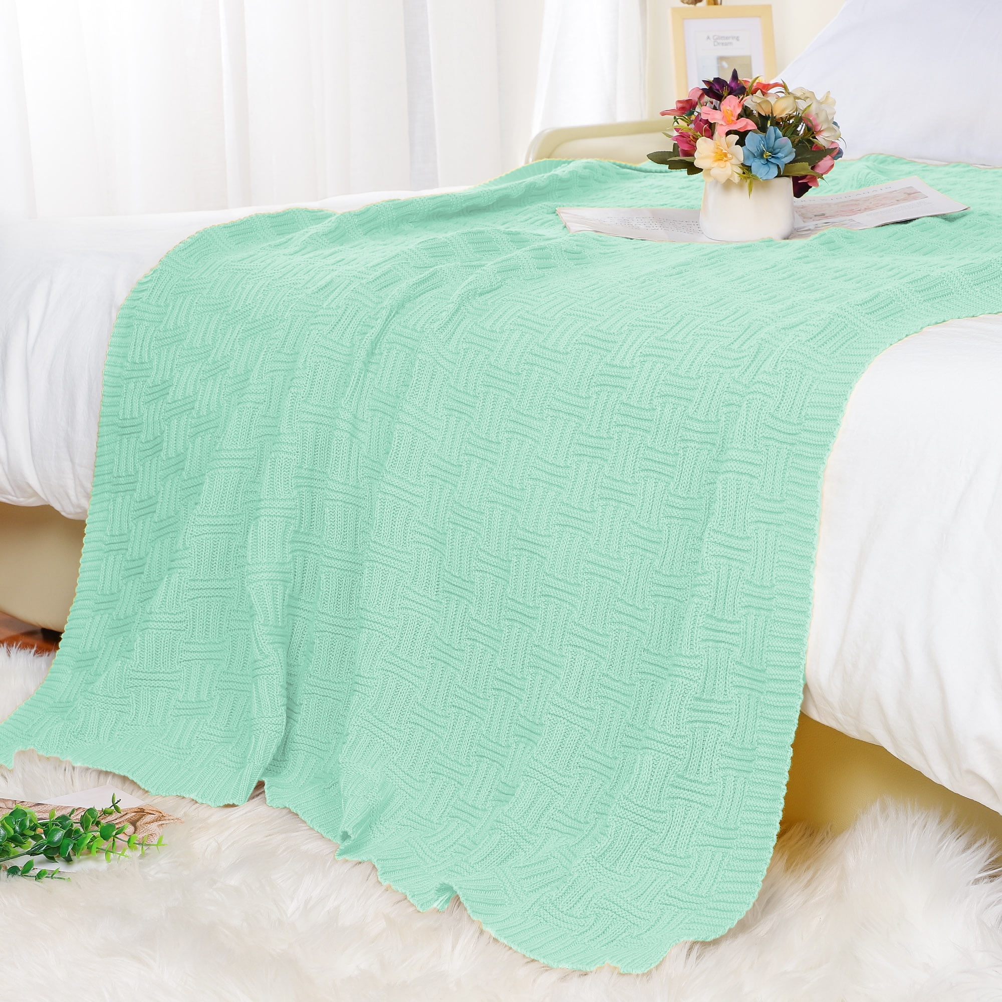 Light green throw hotsell