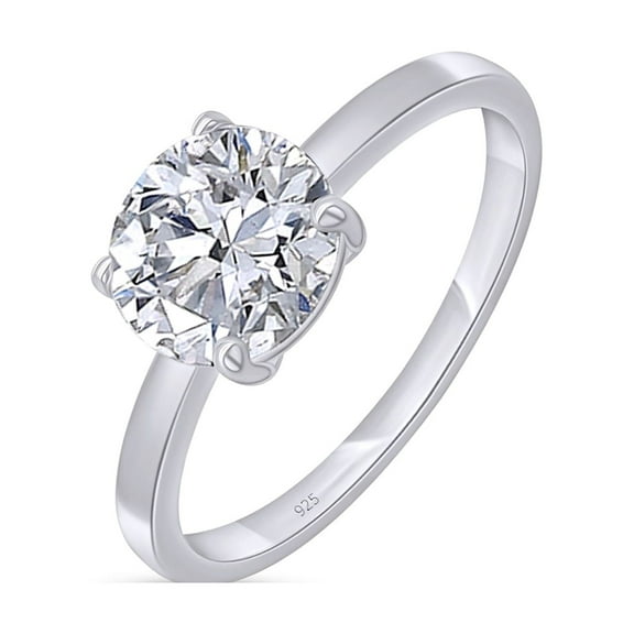 1 Carat Round Lab Created Moissanite Diamond Solitaire Engagement Ring For Women In 14K White Gold Over Sterling Silver (VVS1 Clarity, 1.00 Cttw)-4