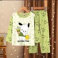 thumbnail image 5 of Conjunto de pijama con estampado de Sanrios Kuromi Hellokittys para niños y niñas, ropa Kawaii de manga larga con cuello redondo para el hogar, bonito camisón para niños, 5 of 5