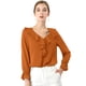 thumbnail image 1 of Blusa de gasa Allegra K cuello En V volantes mujer manga de pulsera vintage marrón M, 1 of 6