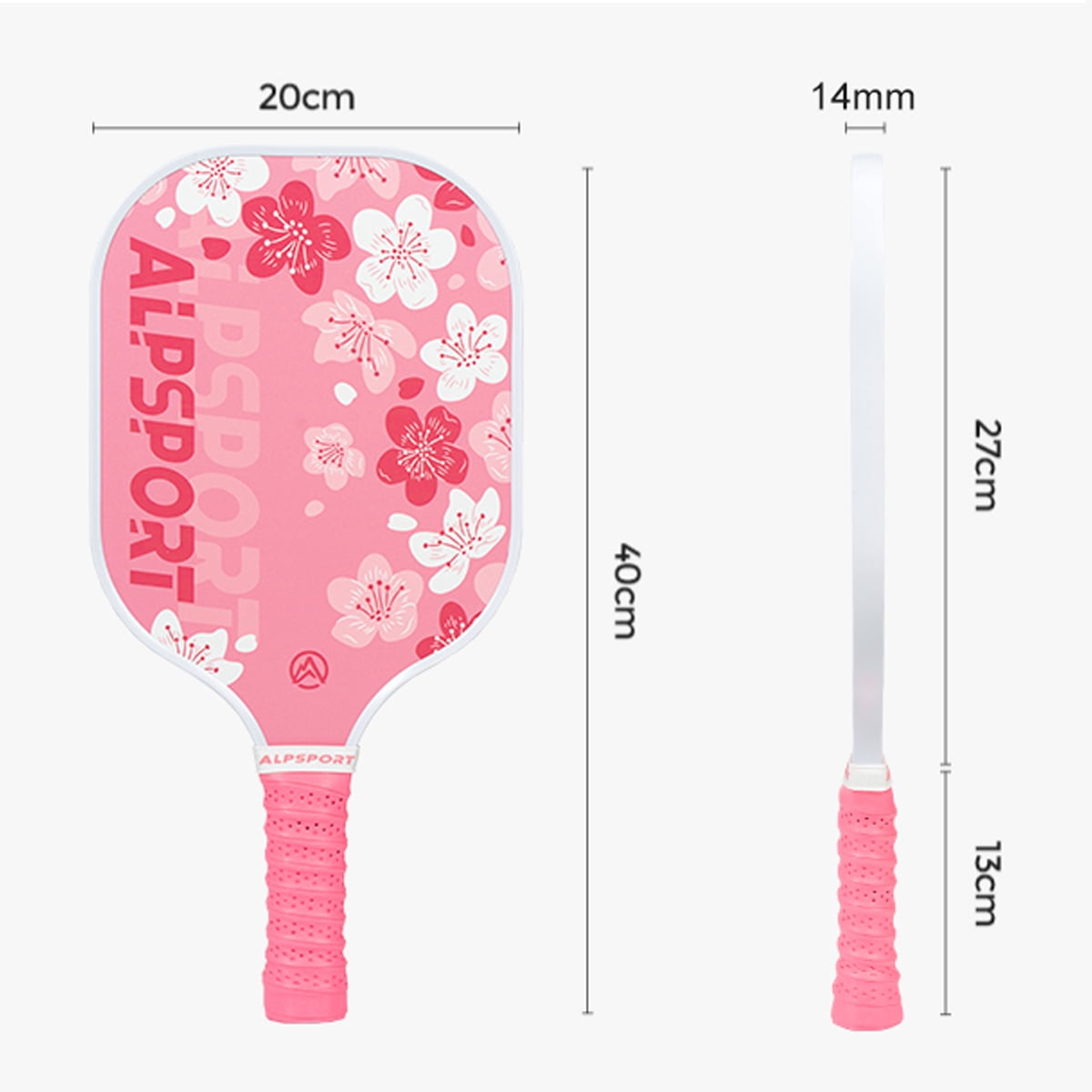 Sakura Pink Pickleball Paddle, Carbon Fiber, Matte Finish, UV Printing and Honeycomb Polymer Core, Non-Slip Grip, Excellent Spin and Control, Suitable for Men and Women, Pickleball Intermediate