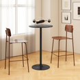 thumbnail image 3 of Hyxoo Round Bistro Table, Height Adjustable Bar Height Cocktail Table, High Top Pub Table Snack Table with Heavy-Duty Metal Base for Home Bar, Dining Room, Restaurant，Black, 3 of 9