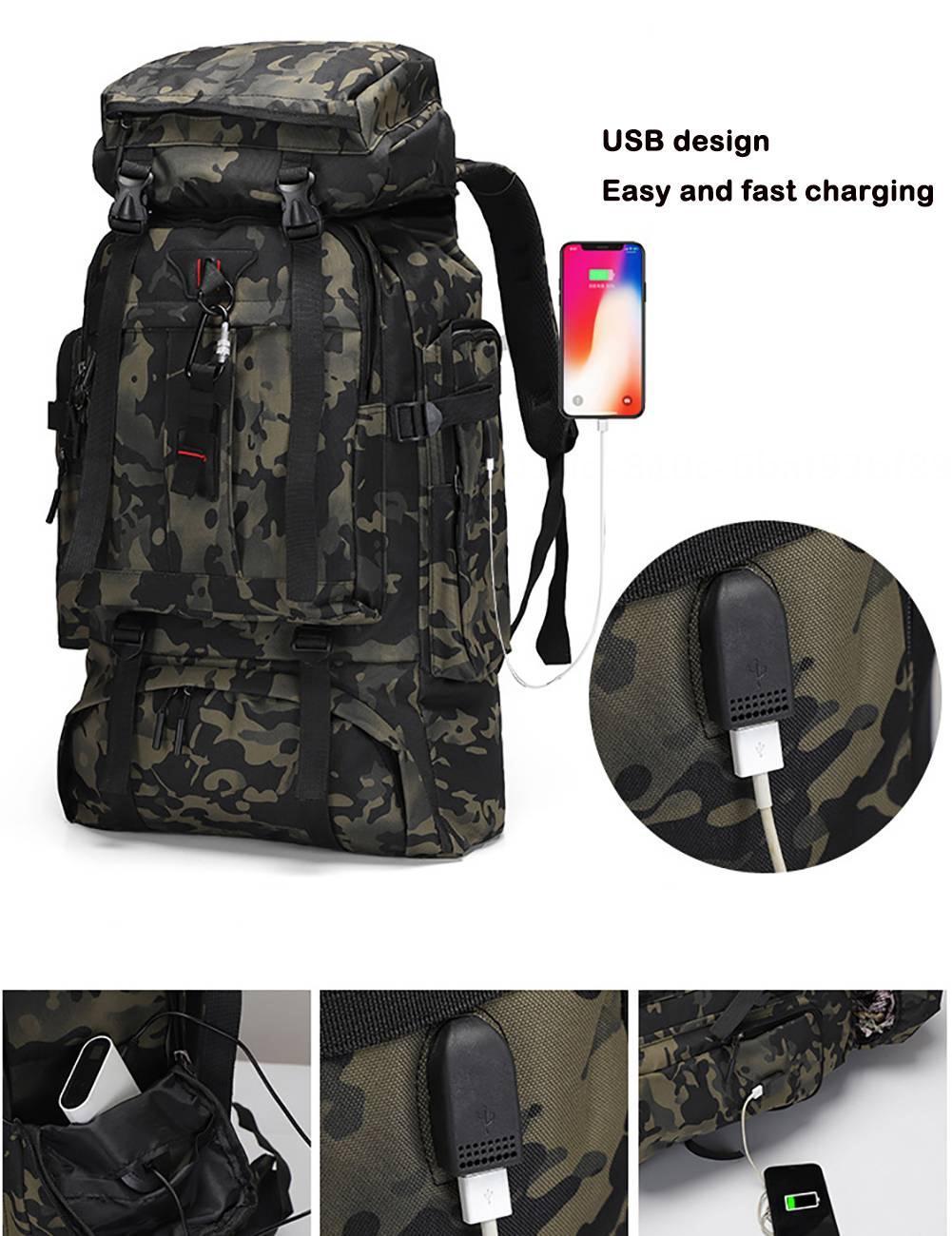Hiking Backpack - 80l Hiking Backpack with Rainproof Travel Backpack, Waterproof Travel Backpack, Men and Women Travel Hiking Mountaineering,D - image 2 of 8