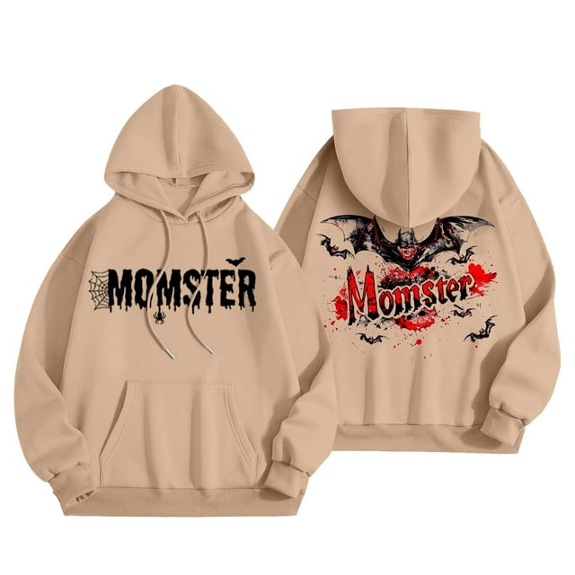 WEAIXIMIUNG Maternity Sweatshirt Zip Up Printed Hooded Sweatshirt for Women In Autumn and Winter