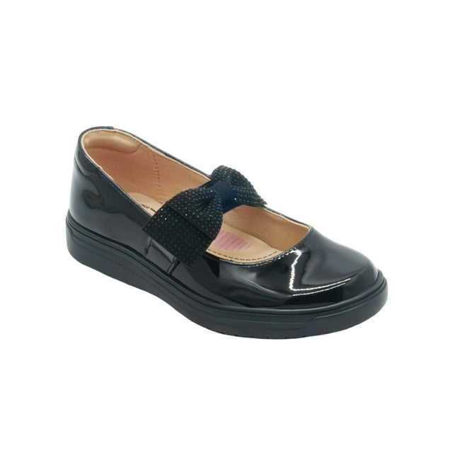 Zapato Escolar Para Niña Yuyin Moño Charol Negro 22-26 negro 22