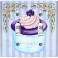 thumbnail image 1 of Metal Light Switch Plate Cover Purple Luxury Cupcake Striped Wallpaper Blue CAK051, 1 of 13