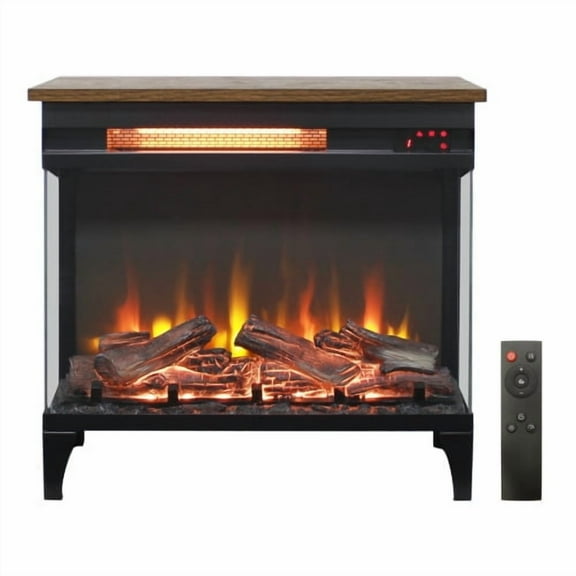 24In Freestanding Fireplaces, 1500W 5000BTU Portable Electric Fireplace Stove Heater, with Overheating Protection for 400 Sq. Ft Room