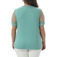 thumbnail image 3 of Agnes Orinda Women's Plus Size Top Mesh Short Sleeve Crew Neck T Shirt Solid Casual Blouse 2025 1X Light Green, 3 of 6
