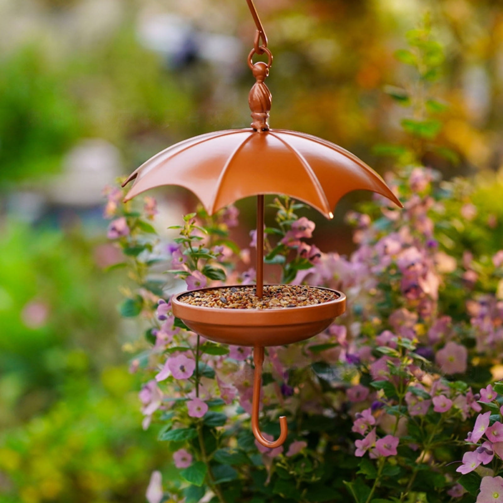 Lulshou Window Bird Feeders for Outdoors,Handcrafted Circular Hanging Metal Bird Feeder for Feed and Water Decorative Outdoor Garden Patio,Home Decor Collection