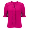 thumbnail image 2 of Ruyang Summer Shirts for Women Women's New Summer V Neck Puff Sleeve Solid Color Shirt Tops Women Top Long, 2 of 6