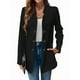 thumbnail image 1 of Blazer de Mujer con Cuello Alto, Informal, de Larga, Cruzado, Elegante, para Oficina y Negocios Negro XL, 1 of 9