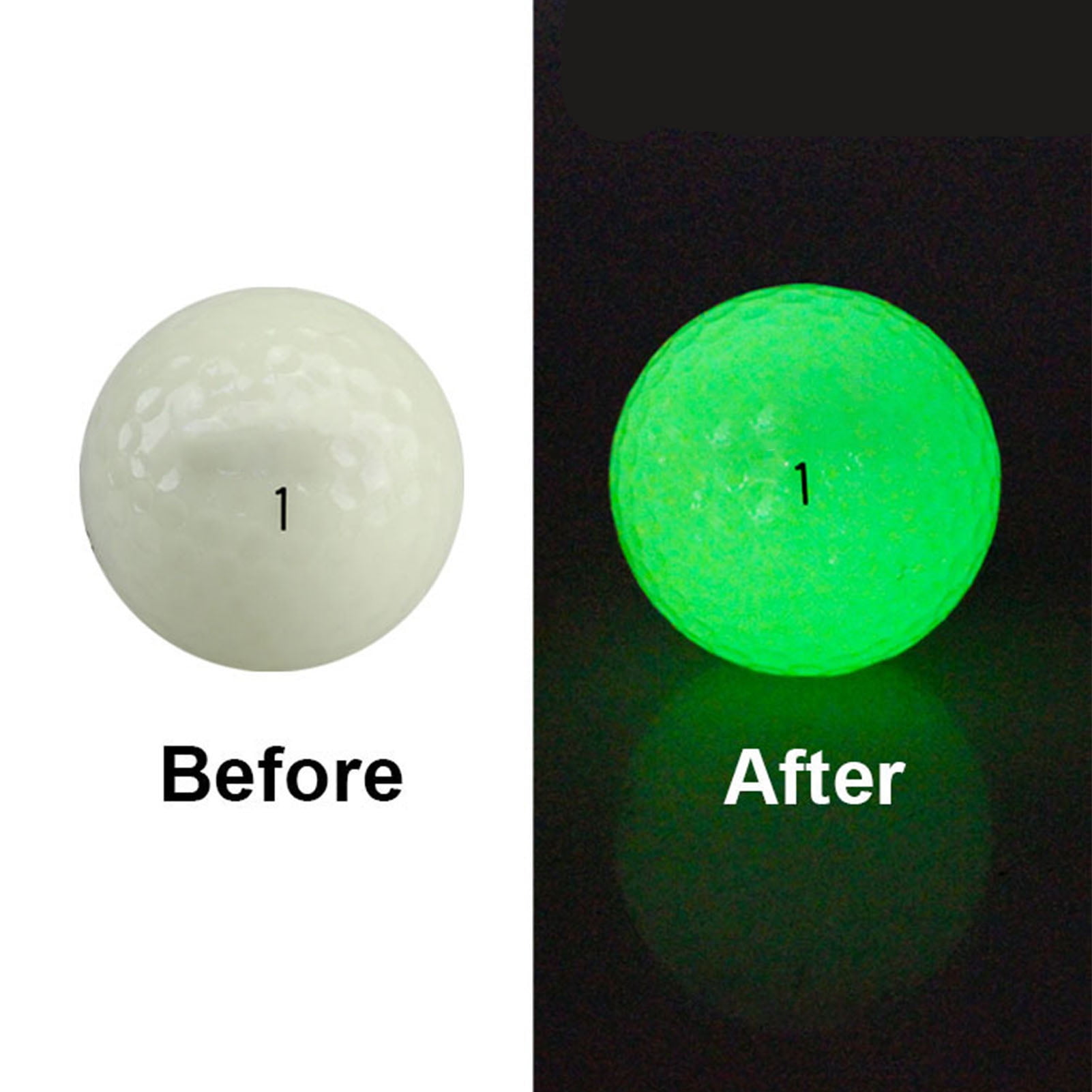 BIMZUC 6pcs Glow Golf Balls for Night Sports, Luminous Fluorescent Golf Ball, 1.68 inches / 42.7 mm