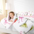 thumbnail image 4 of Manfei Watercolor Cocktail Bowtie 7 Pieces Full Size Bedding Sets,Martini Fruit Girly Full Size Bed in a Bag,Pink Reversible, 4 of 7