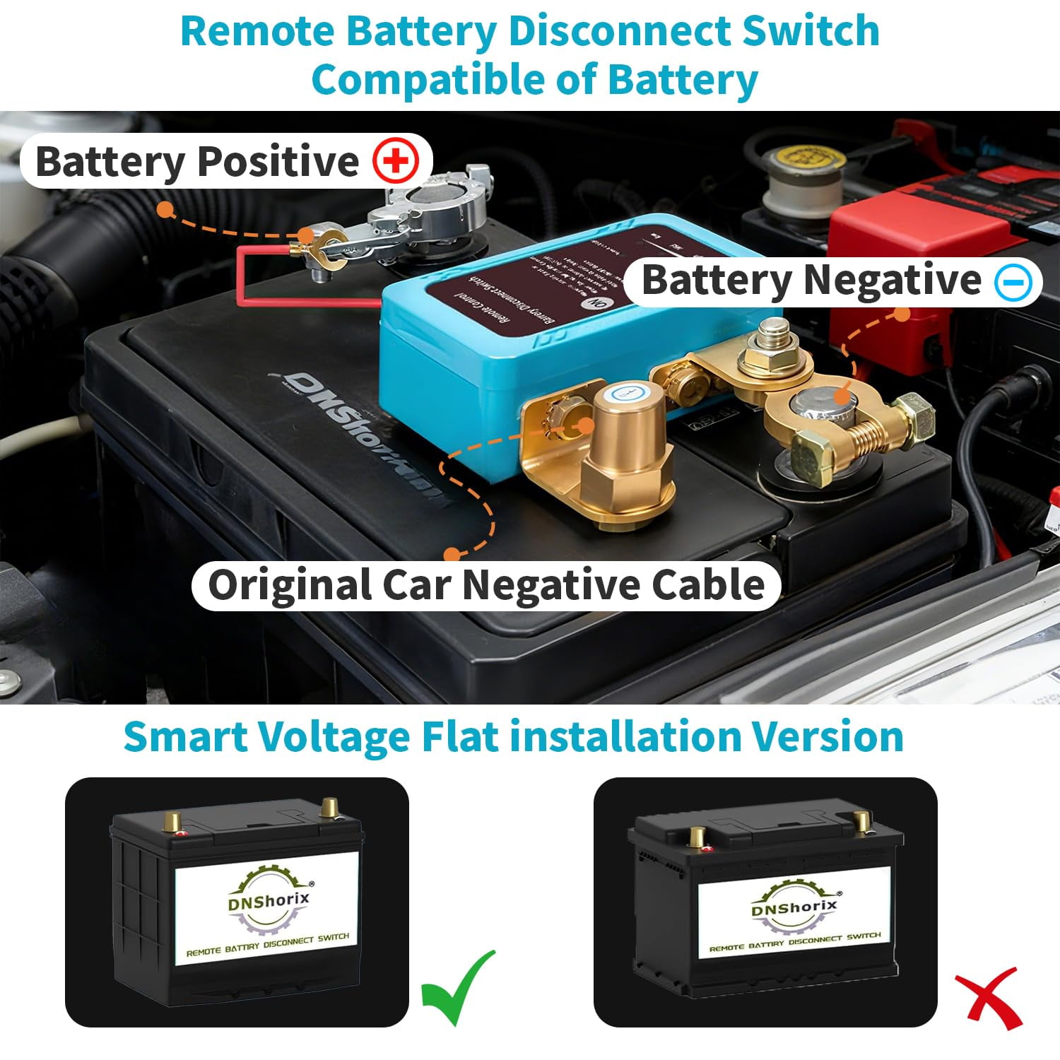 Battery Disconnect Switch 12V 240A Remote Car Kill Switch – Anti-Theft Automatic Power Shut Off for Auto Truck RV Marine Boat SUV