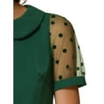 thumbnail image 5 of INSPIRE CHIC Women's Top Peter Pan Collar Mesh Puff Short Sleeve Vintage Polka Dots Blouse XS Dark Green, 5 of 6