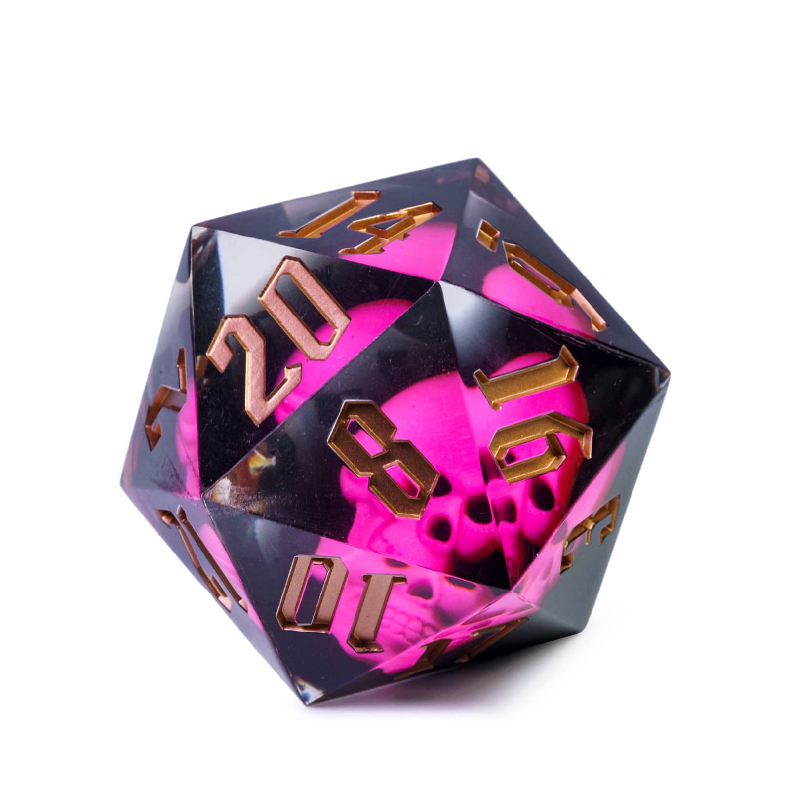 Cusdie 55MM D20 DND Dice Sharp Edges Dice, 20 Sided Resin Skull Dice, Single D20 Polyhedral Dice with Gift Box for Dungeons and Dragons TTRPG Role Playing Game Pathfinder