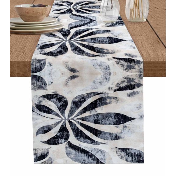 Hokiten Table Runners 108 Inches Long Dress Scarves, Navy Blue Abstract Farmhouse Coffee/Dining/Kitchen Table Runner for Living Room, Vintage Tropical Palm Leaves Botanical 13x108 Inch