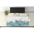 thumbnail image 2 of Nautical Computer Mouse Pad, Ship Being Tossed by Giant Ocean Waves Aquatic Old Vessel Sea Journey Illustration, Rectangle Non-Slip Rubber Mousepad X-Large, 35" x 15", Aqua Taupe, by Ambesonne, 2 of 2