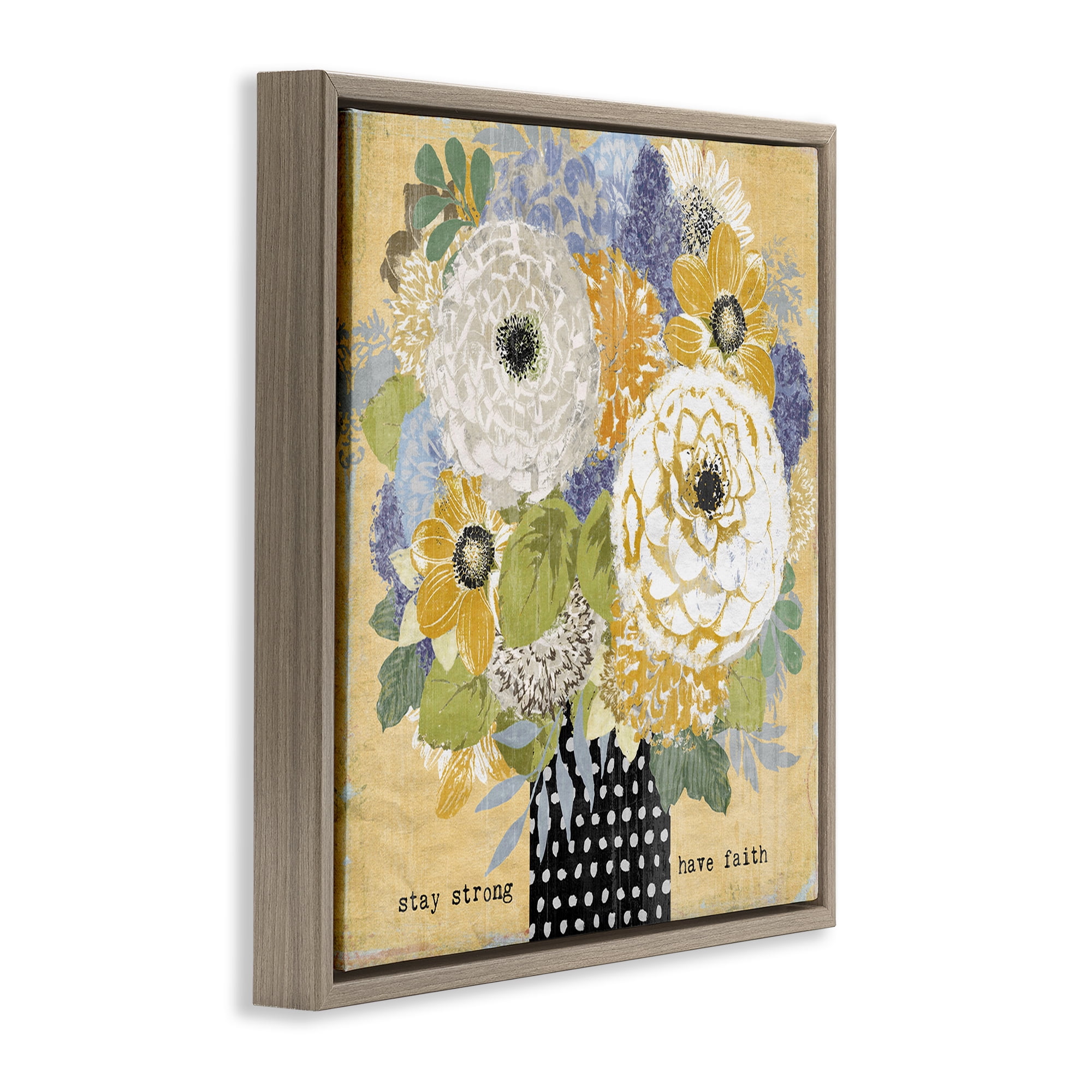 Stupell Industries Stay Strong Have Faith Brown Framed Floater Canvas Wall Art, design by Suzanne Nicoll