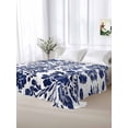 thumbnail image 5 of Blue Spring Floral Twim Size Flat Sheet, Wrinkleproof & Fadeproof Cooling Flat Bed Sheet Only, Summer Botanical Farmhouse Breathable Soft Bedding Top Sheets 66 x 96 Inches, 5 of 8