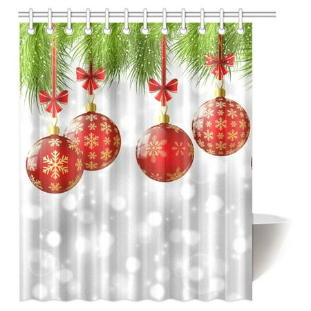 POP Christmas Shower Curtain, Xmas Inspired Winter Season Fir Twigs and ...