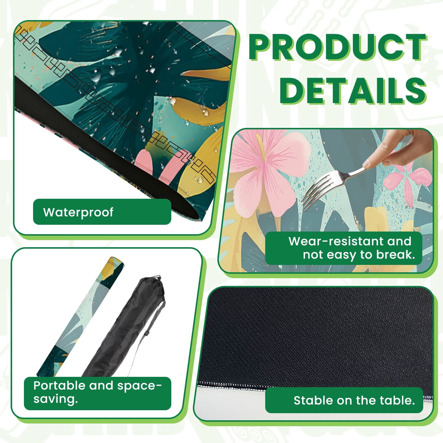 Mahjong Mat 31.5" x 31.5" Tropical flowers Mid Century Modern Art Future Abstract artistic Non-Slip Noise Reduction American Mahjong Tiles Table Cover for Dominoes Poker Card Board Games Gift