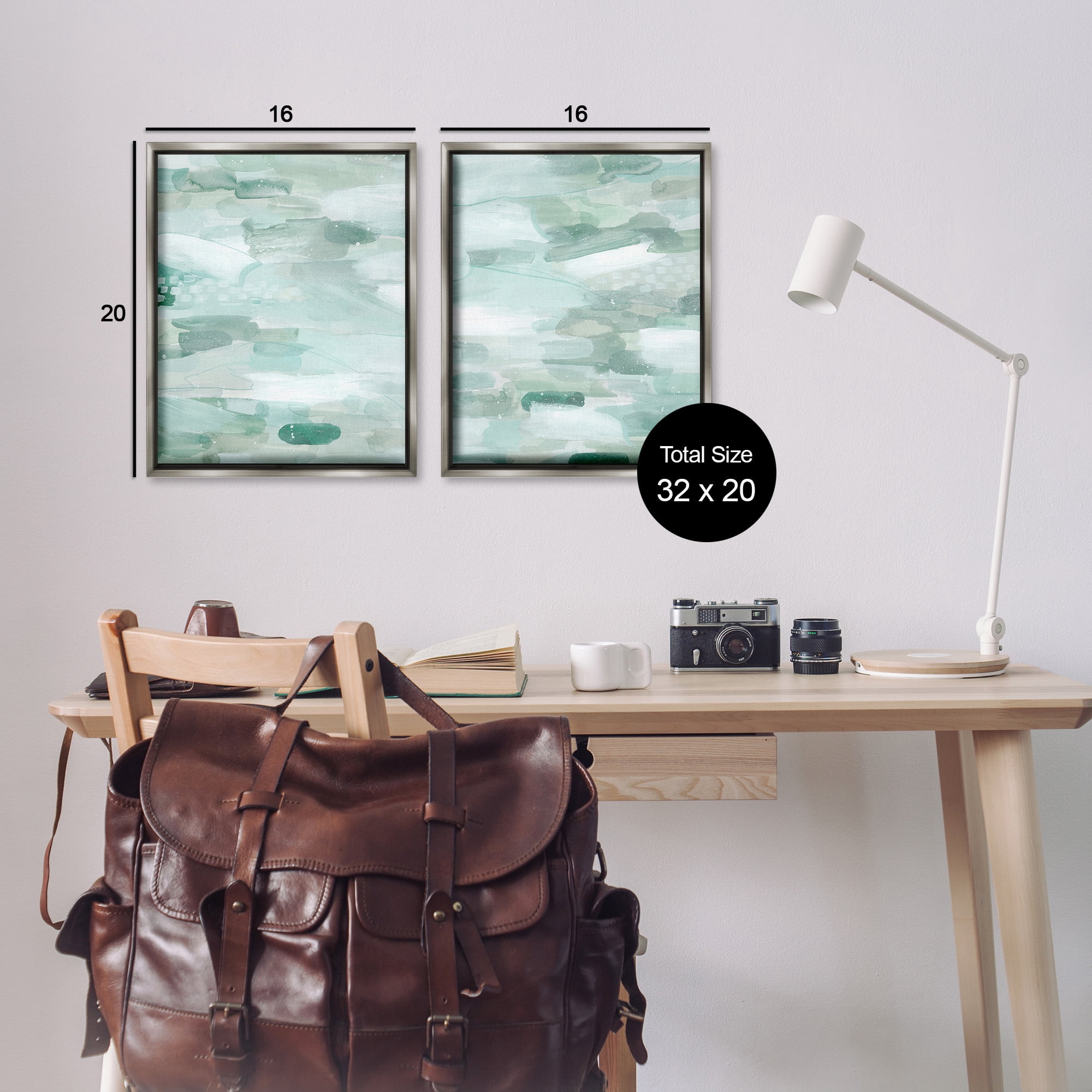 Stupell Industries Beachy Abstract Pattern Abstract Painting Gray Floater Framed Canvas Art Print Wall Art, 17 x 21, Set of 2