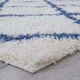 thumbnail image 4 of Allstar Modern Contemporary Ivory Blue High Pile Posh Shaggy Trellis Patterned Area Rug (5' 0" x 7' 0"), 4 of 6
