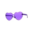 thumbnail image 2 of Womens Heart Shape Thick Panel Rimless Plastic Sunglasses Purple, 2 of 4