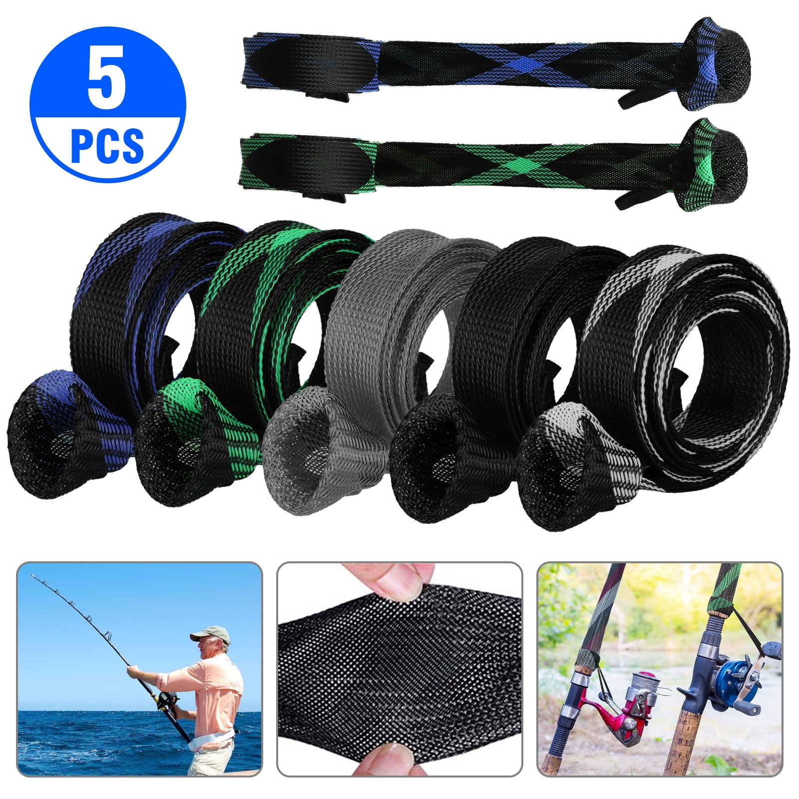 3Pcs//Set Rod Sock Fishing Sleeve Cover Braided Mesh Protector Pole Gloves Tools