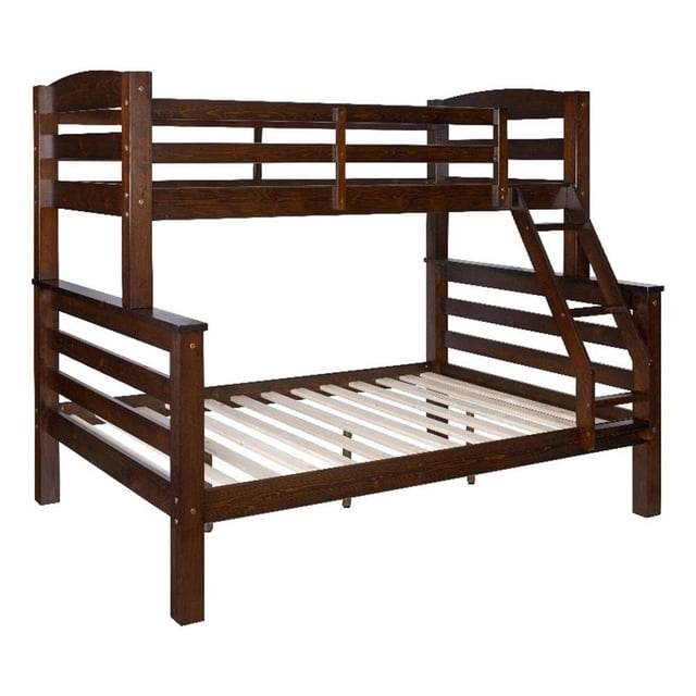 Linon Levi Lit Superposé Simple sur Double en Bois avec Échelle Intégrée, Brun Espresso