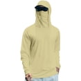 thumbnail image 2 of Men's UPF 50+ Sun Protection Lightweight Hoodie Shirts Long Sleeve Fishing Shirt SPF UV Hiking Swim with Built-In Face Mask and Thumbhole Cuffs Beige S, 2 of 5