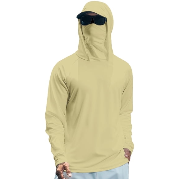 Trgacdwlo Men's UPF 50 Sun Protection Lightweight Hoodie Shirts Long Sleeve Rash Guard Men with Face Mask Outdoor Hiking Mens Fishing Shirt
