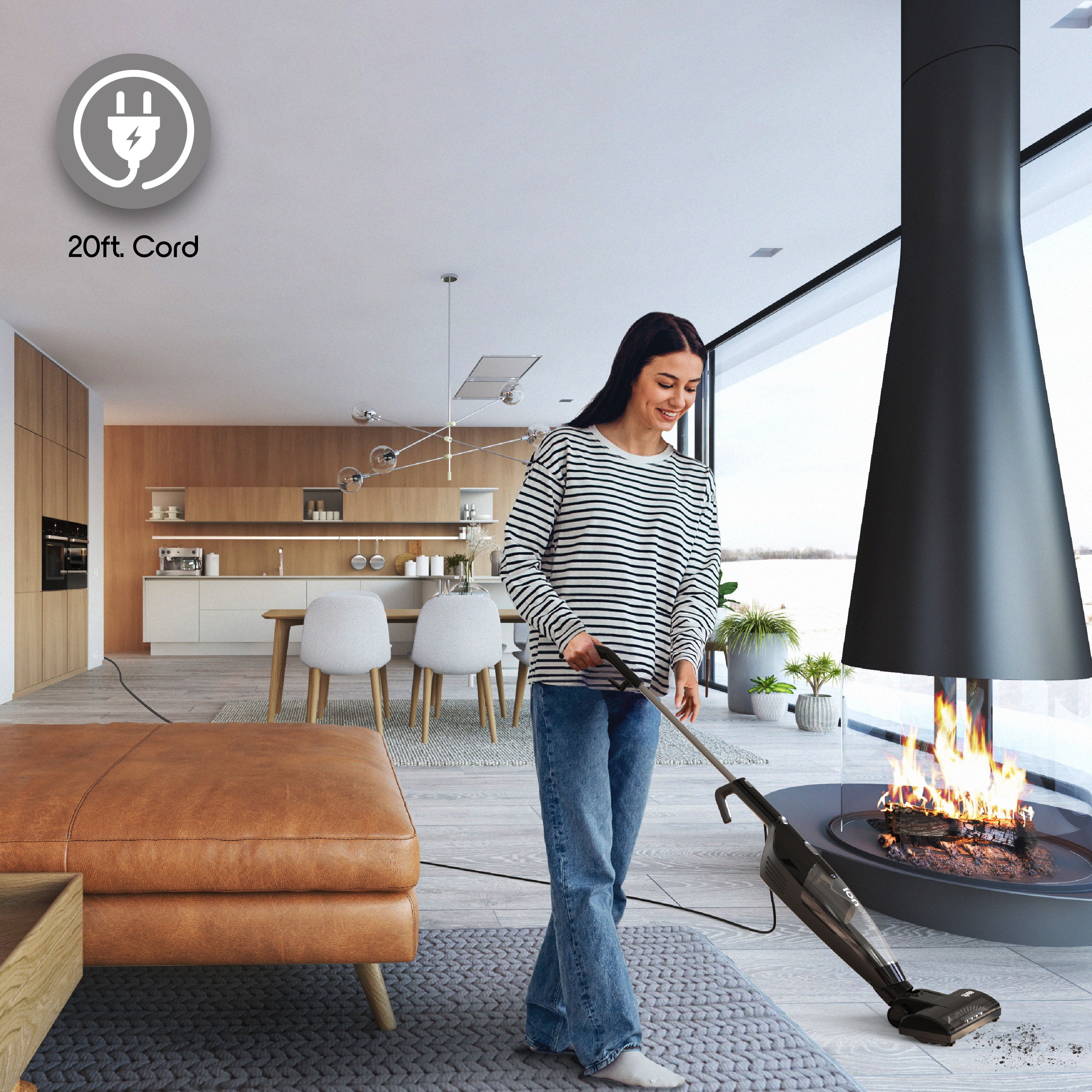 Ionvac Spree Corded Stick Vacuum, Multi-Surface 3-in-1 Upright/Handheld Vacuum Cleaner with Carpet Cleaner Brush and LED Lights, Model #8899