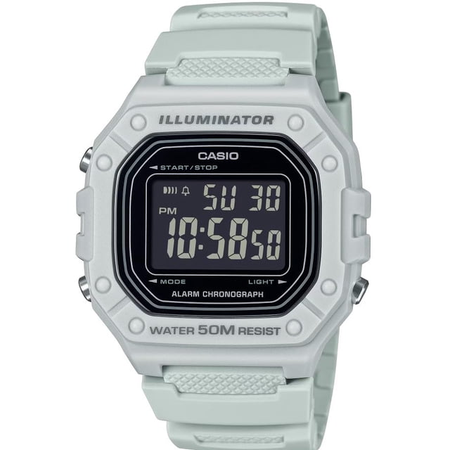 Reloj Casio Serie W-218H, batería digital de 7 años, color blanco