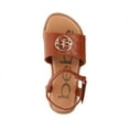 thumbnail image 4 of bebe Girl's Open Toe Comfy Flat Sandals Embossed with Medallion Hardware Detail - Flat Sandals for Toddler/Little Kid/Big Kid, Tan, 13, 4 of 8