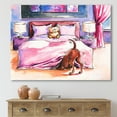 thumbnail image 2 of Brown Dog Looking Under the Bed and Teddy Bear 40 in x 30 in Painting Canvas Art Print, by Designart, 2 of 4